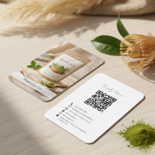Carte De Visite Poudre de Matcha Bio Matcha Naturel Code QR
