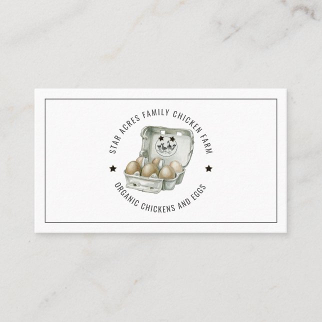 Carte De Visite Poulet De La Ferme Oeufs Biologiques Frais (Devant)