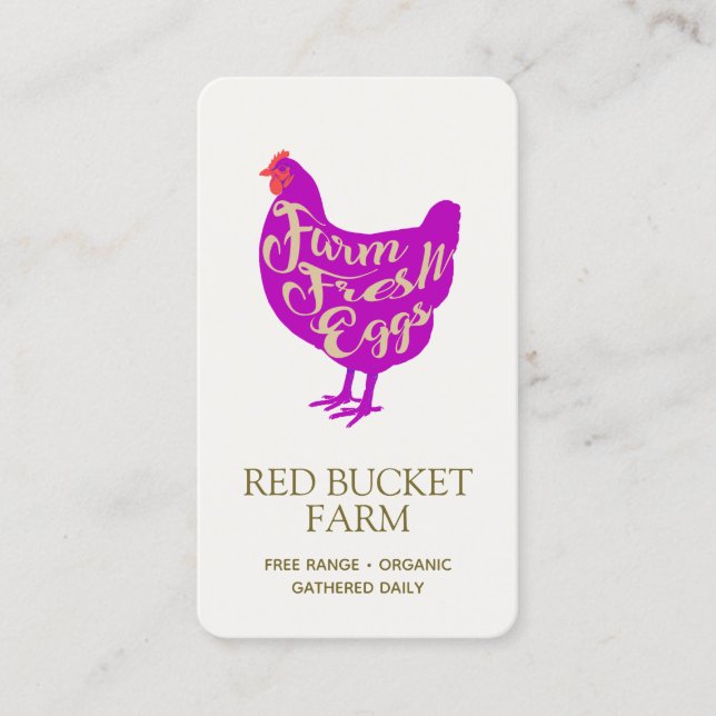 Carte De Visite Poulet de la ferme OEufs frais Rétro (Devant)