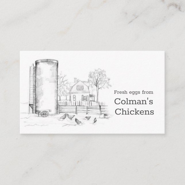 Carte De Visite Poulet Oeufs frais ferme Noir blanc (Devant)