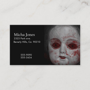 Carte De Visite Poupée pâle de peau avec les yeux rouges sang