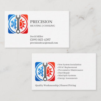 Carte de visite pour entrepreneur en chauffage et