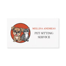 Carte de visite pour garde d'animaux mignons