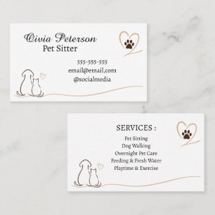 Carte de visite pour gardien de compagnie avec un