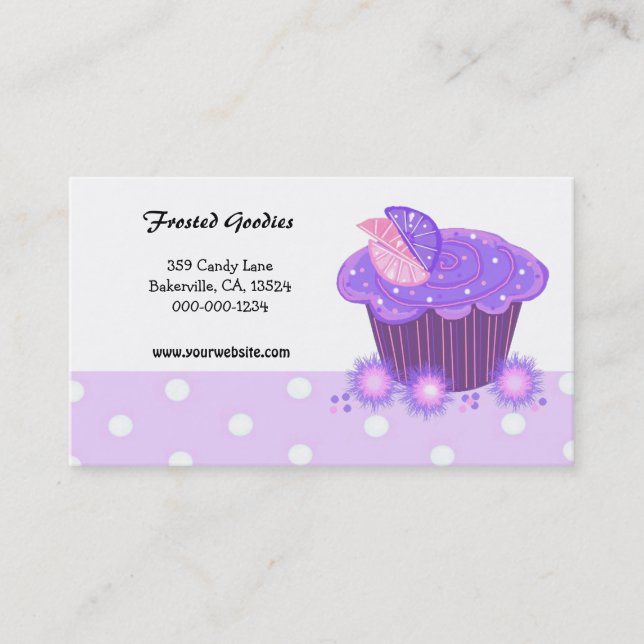 Carte de visite pour gâteau cupcake tourbillon vio (Devant)