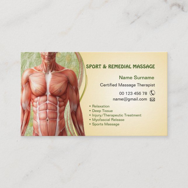Carte de visite pour le thérapeute de massage (Devant)