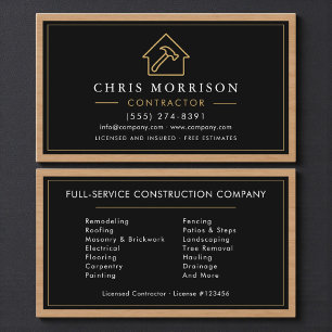 Carte de visite pour l'entreprise de construction