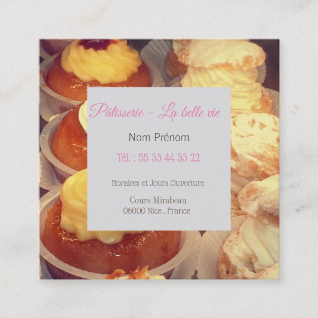 Carte de visite pour les Pâtisseries Quadratische Visitenkarte (Vorderseite)