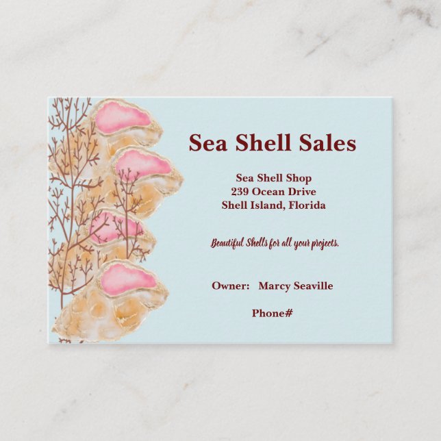 Carte de visite pour Ocean Shell Shop (Devant)