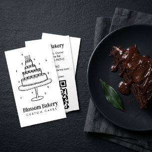 Carte de visite pour pâtisserie gâteau traiteur QR