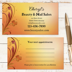 Carte de visite pour rendez-vous de salon de beaut