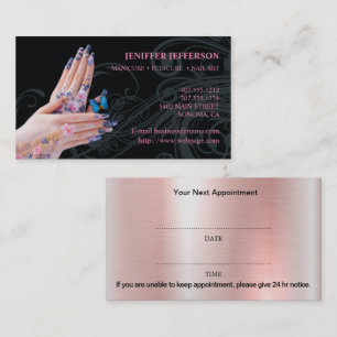 Carte de visite pour rendez-vous de salon d'ongles
