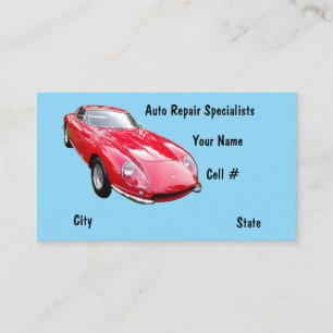 Carte de visite pour réparation de voitures de spo