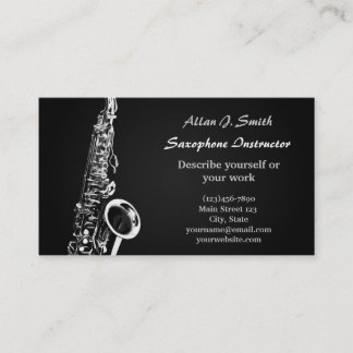 Carte de visite pour saxophonistes - design argent