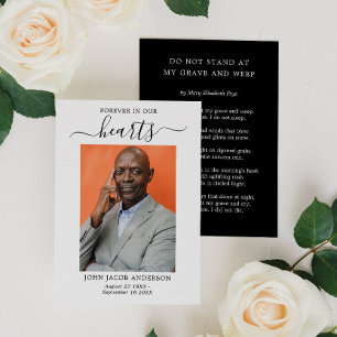 Carte De Visite Pour toujours dans nos coeurs Funeral Prayer Card