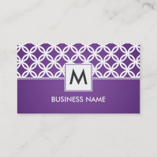 Carte De Visite Pourpre de recouvrement simple de monogramme de
