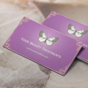 Carte de visite pourpre de traitements de beauté
