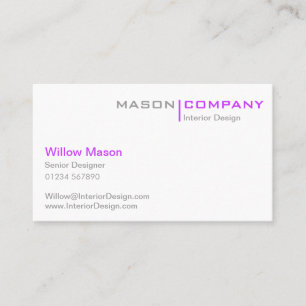 Carte de visite pourpre et blanc de Minimalistic