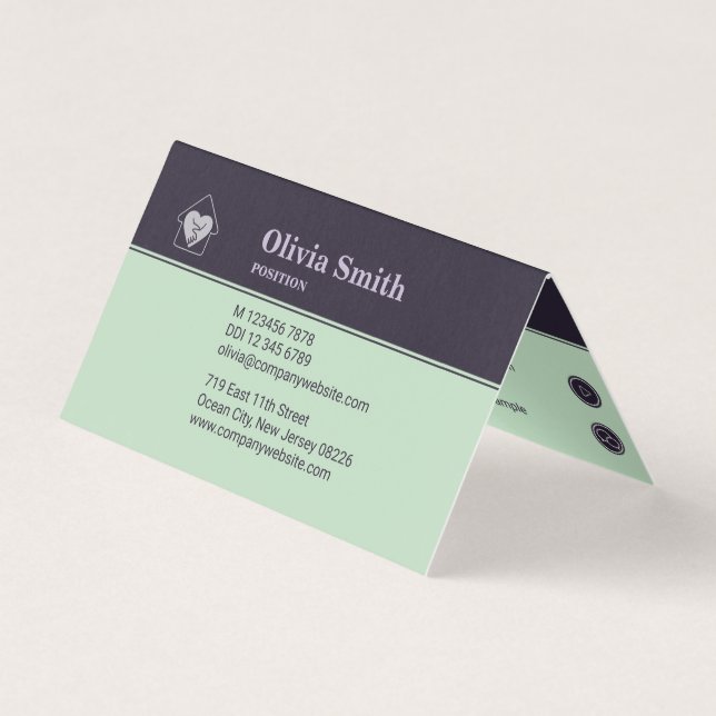 Carte de visite pourpre professionnel des soins au (Front)