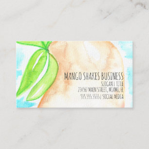 Carte De Visite Pousse de mangue à l'aquarelle Smoothies lisses