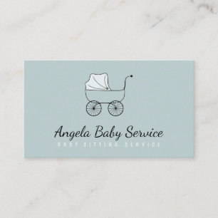 Carte De Visite Poussette Baby-sitter Garderie Crèche Bleu-vert