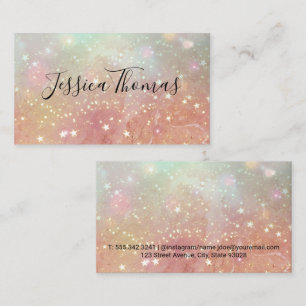 Carte De Visite Poussière Gold Star   Marbre rose