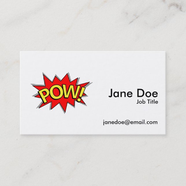 Carte De Visite POW ! - Superhero Comédie Livre rouge/bulle jaune (Devant)