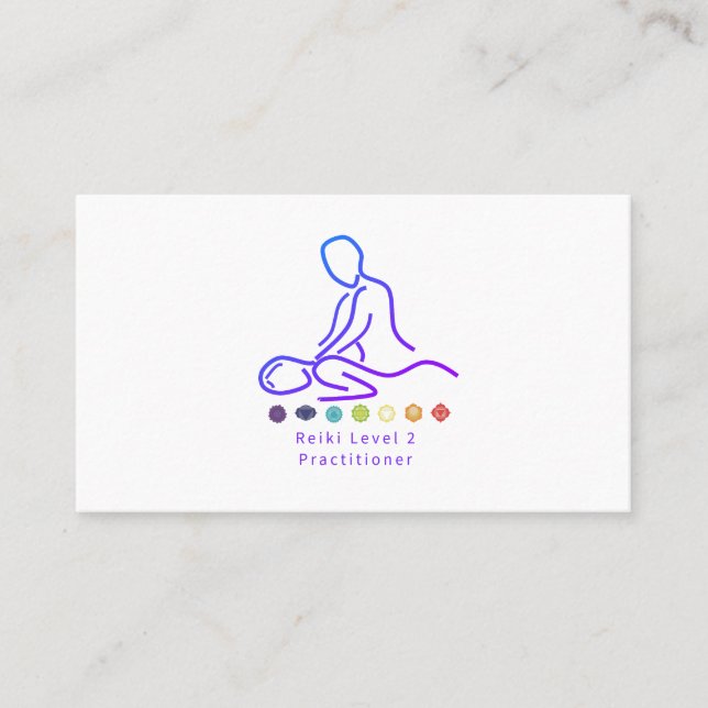 Carte De Visite Praticien de niveau 2 Reiki Plan Blanc (Devant)