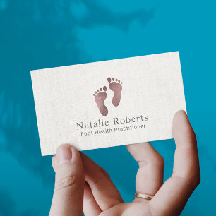 Carte De Visite Praticien Rose Gold Foot Care Elegant Linen