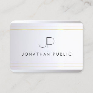 Carte De Visite Premier Monogramme Gold Silver Elegant Modèle