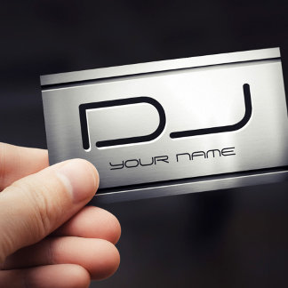 Carte De Visite Premium Acier inoxydable Metal Look Musique DJ