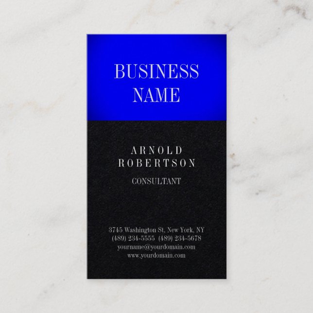 Carte De Visite Premium Black Blue Trendy Plain (Devant)