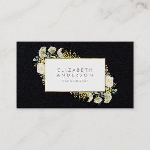 Carte De Visite Premium Black Elegant Gold Fleur sauvage Entrepris