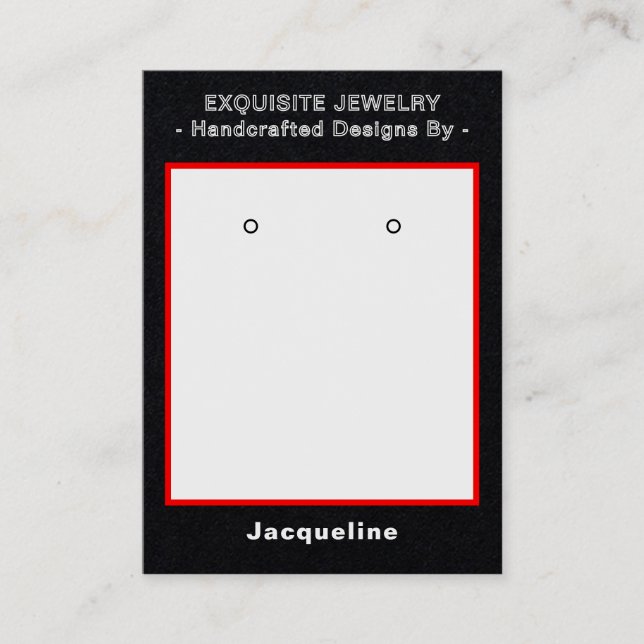 Carte De Visite Premium Black Red Earring Display QR  (Devant)