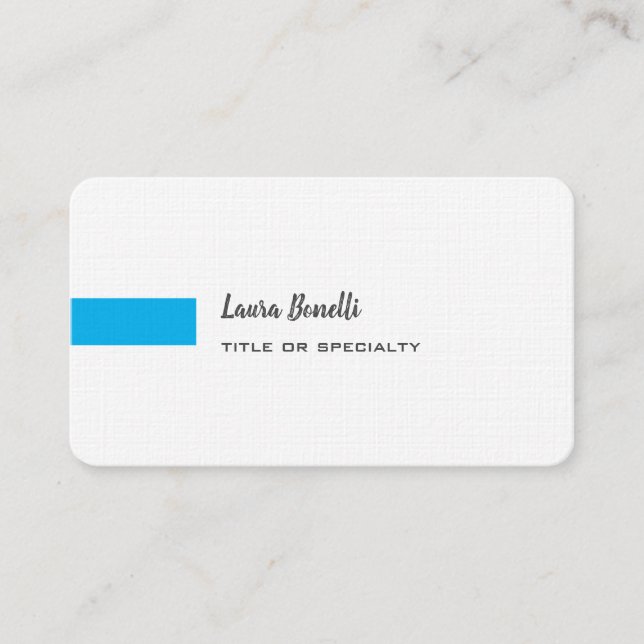 Carte De Visite Premium Lin Sky Blue Blanc Professionnel Moderne (Devant)