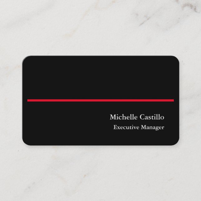 Carte De Visite Premium Silk Plain Professionnel Moderne Noir Blan (Devant)