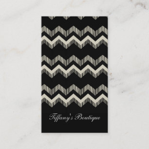 Carte De Visite Preppy Girl Motif noir et gris Chevron