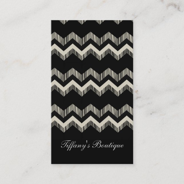 Carte De Visite Preppy Girl Motif noir et gris Chevron (Devant)