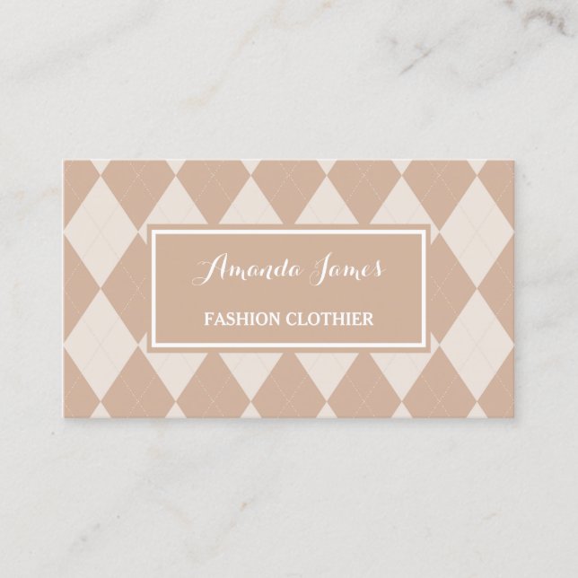 Carte De Visite Preppy Light Jacquard Brown Motif Mode Clothier (Devant)