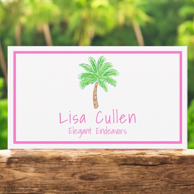 Carte De Visite Preppy Tropical Palm Tree Custom (Créateur téléchargé)