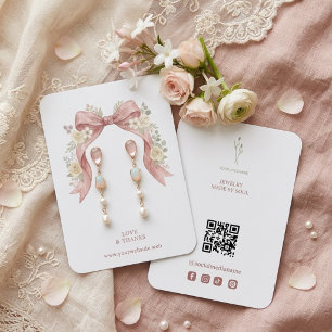 Carte De Visite Présentoir à bijoux à nœud papillon rose coquette 