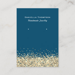 Carte De Visite Présentoir à bijoux à strass dorés faux bleu
