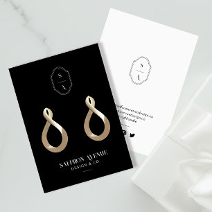 Carte De Visite Présentoir à boucles d'oreilles minimal chic noir 