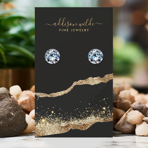 Carte De Visite Présentoir de bijoux à paillettes noires et dorées