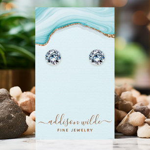 Carte De Visite Présentoir de bijoux en marbre bleu paillettes dor