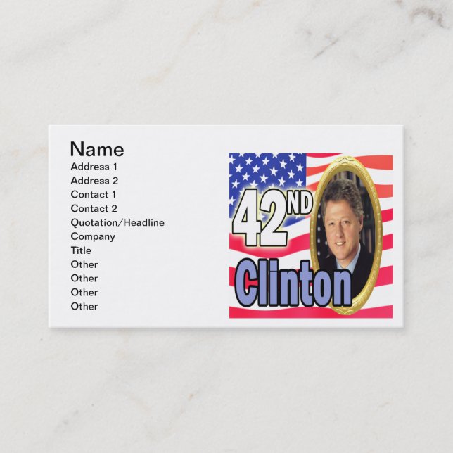 Carte De Visite Président Clinton (Devant)