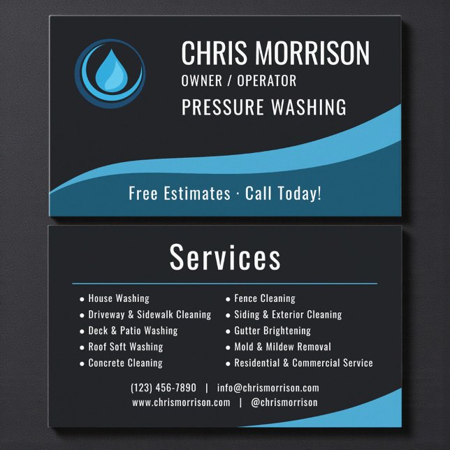 Carte De Visite Pressure Washer Service  (Créateur téléchargé)