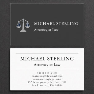 Carte De Visite Prestige Attorney Modern Elegant Black Silver