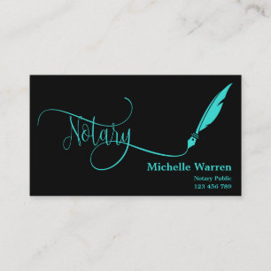 Carte De Visite prêt de plume de notaire signé turquoise