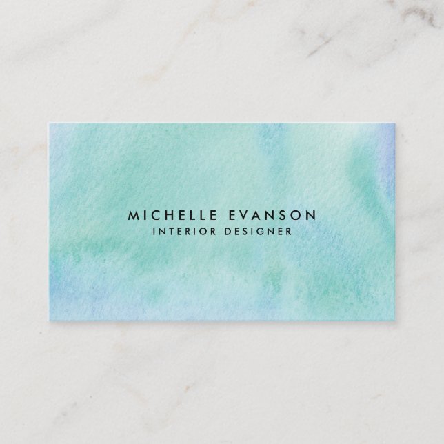 Carte De Visite Pretty Blue Green Aquarelle Peinture créative (Devant)